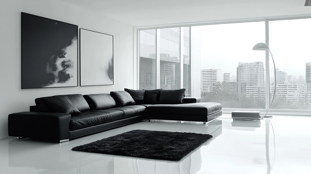 Black couch living room