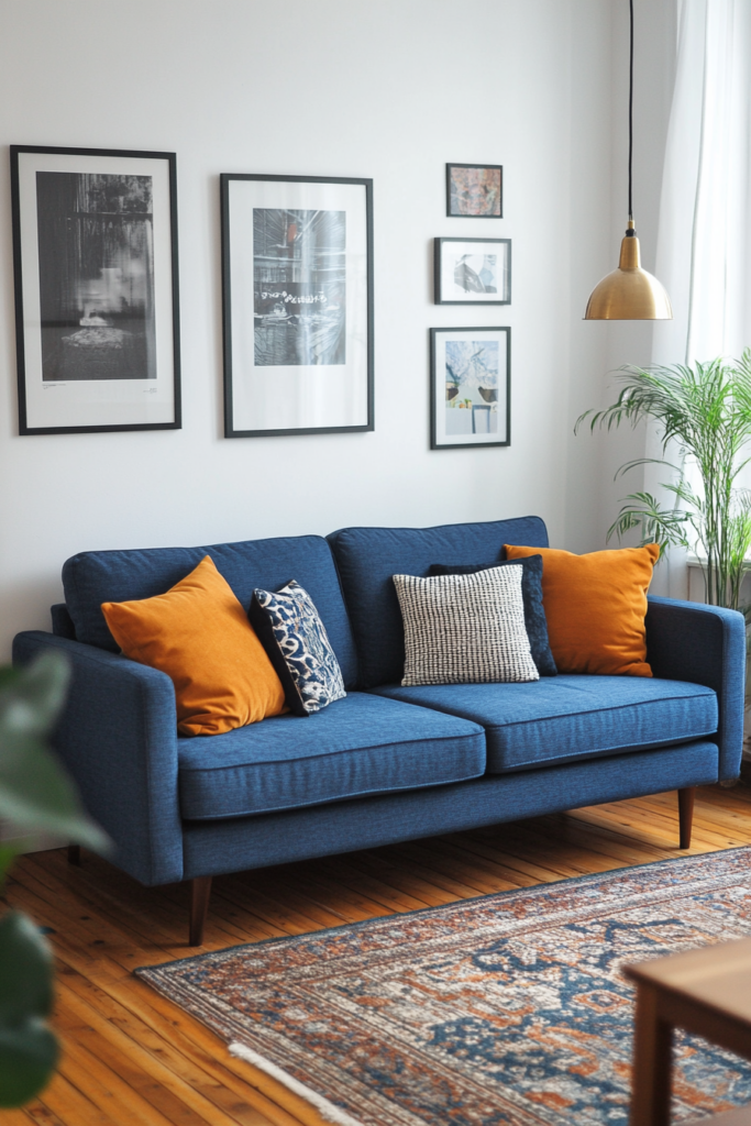 blue couch living room