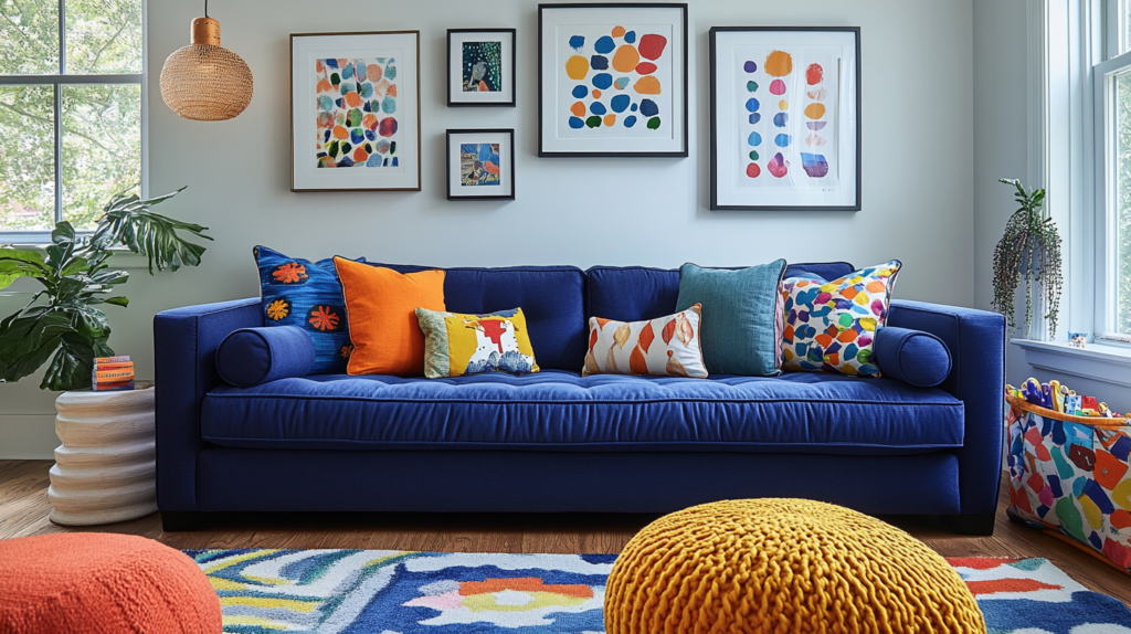 blue couch living room