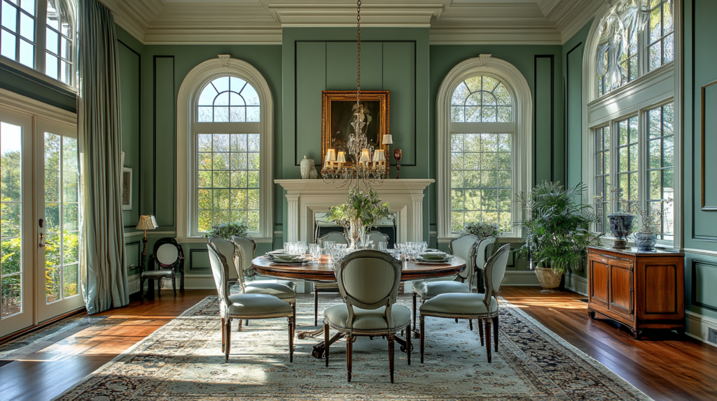 sage green dining room