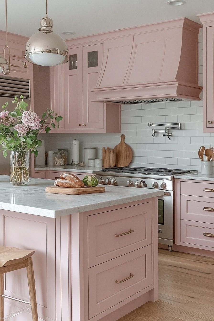 pink kitchen cabinets