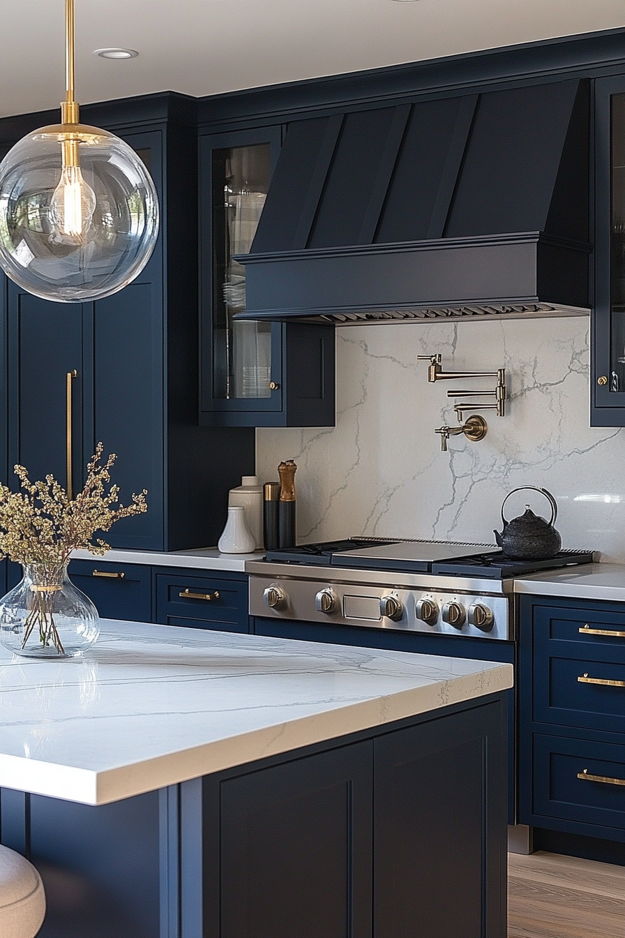 blue kitchen cabinets