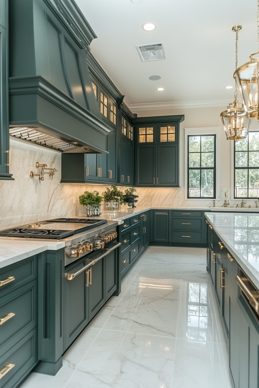 dark green kitchen cabinets