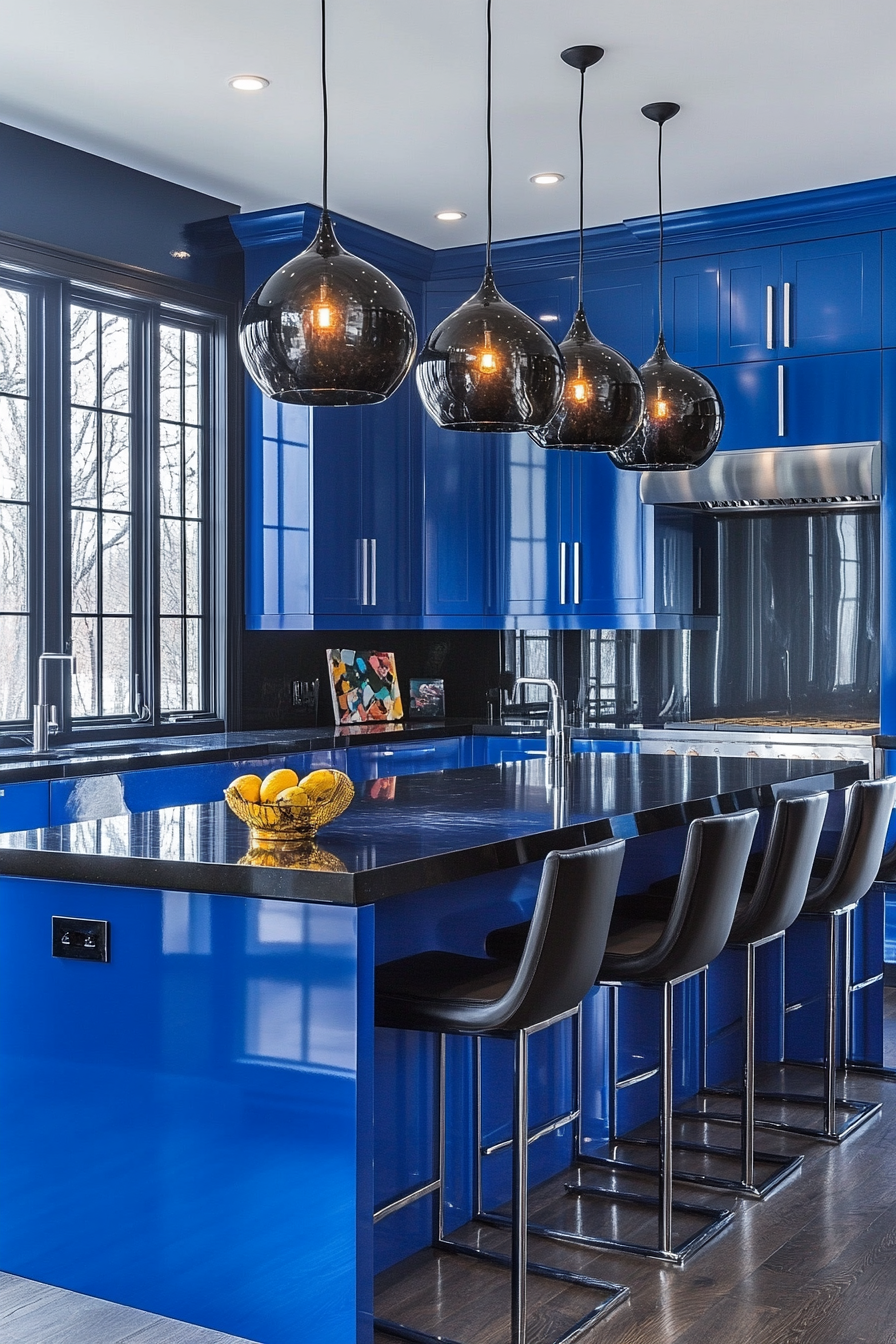 blue kitchen cabinets