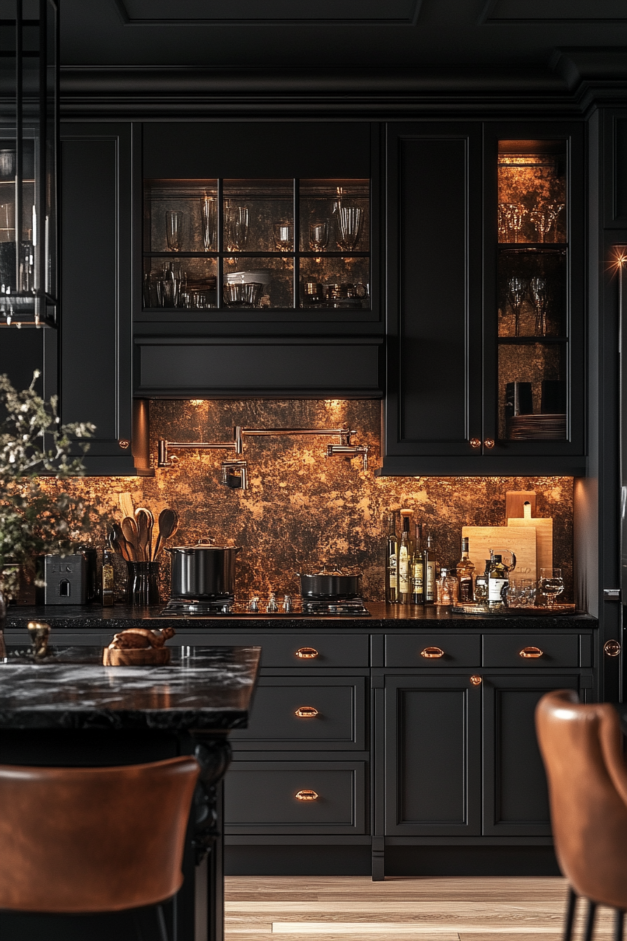 black kitchen cabinets