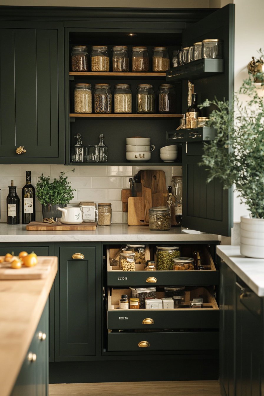 dark green kitchen cabinets