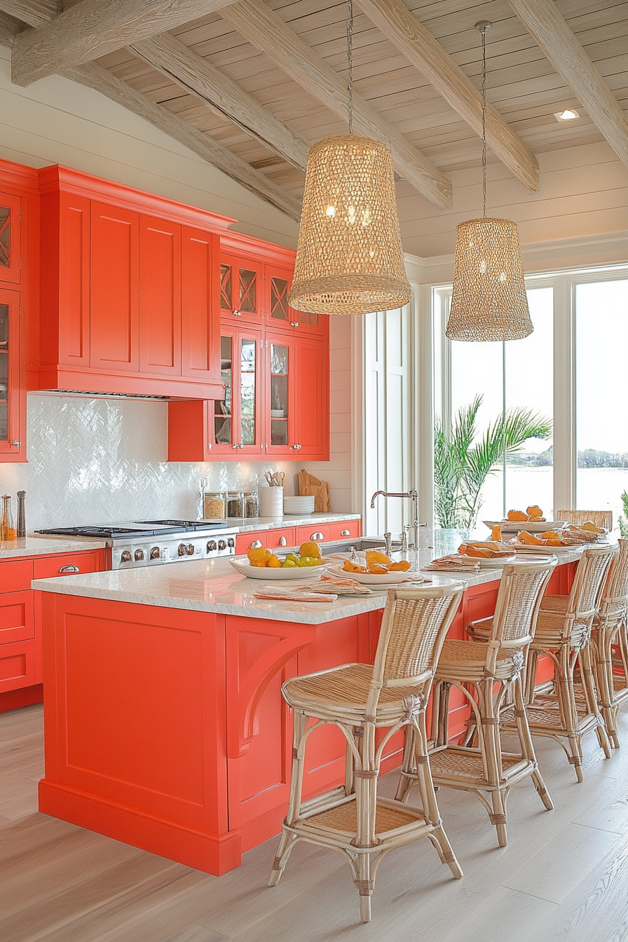 red kitchen cabinets