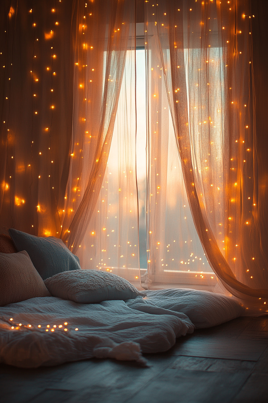 boho fairy lights bedroom ideas