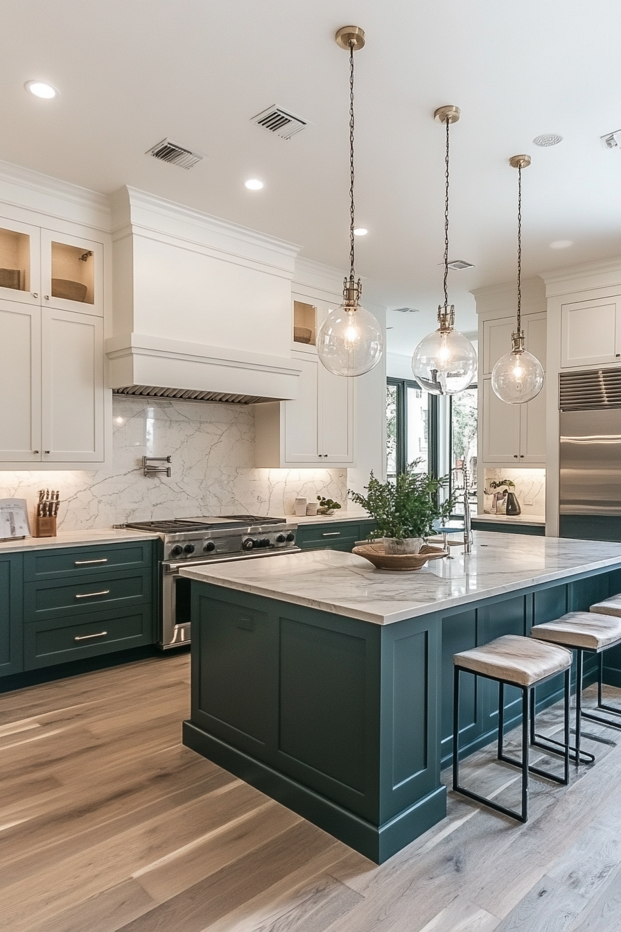 dark green kitchen cabinets