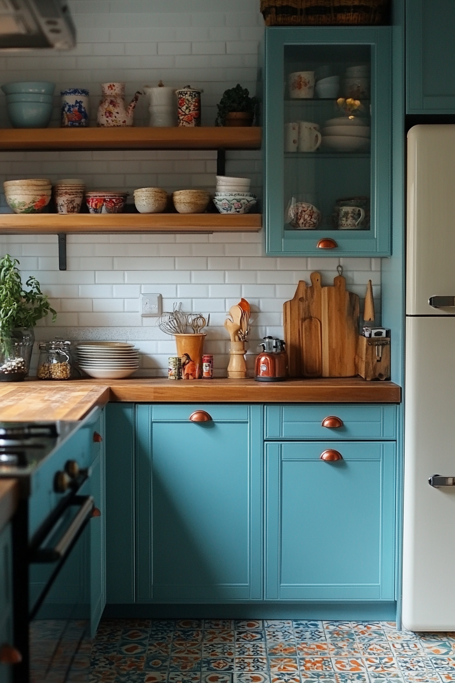 blue kitchen cabinets