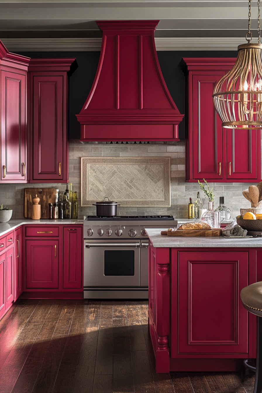 red kitchen cabinets