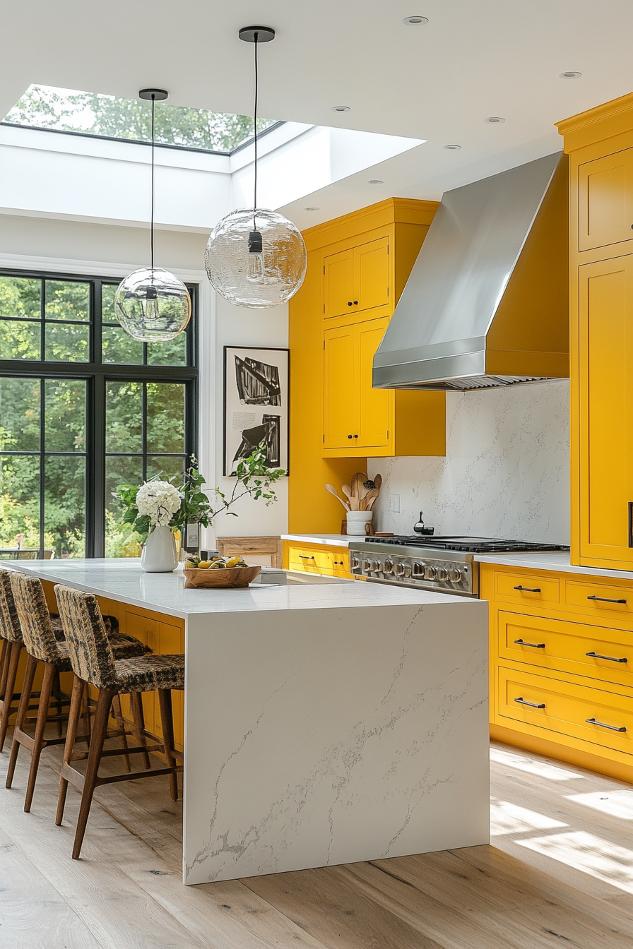 yellow kitchen cabinets