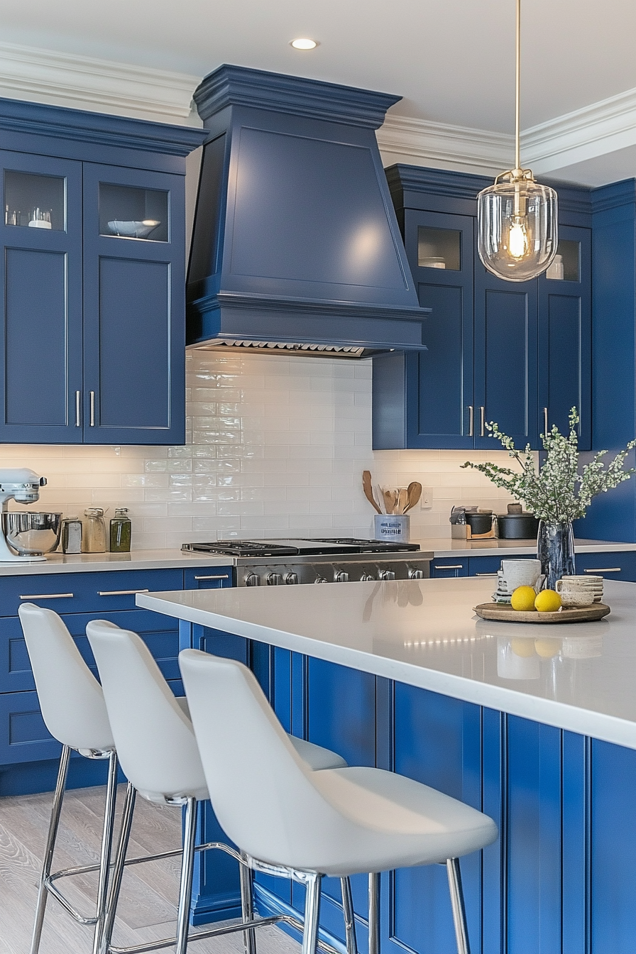 blue kitchen cabinets