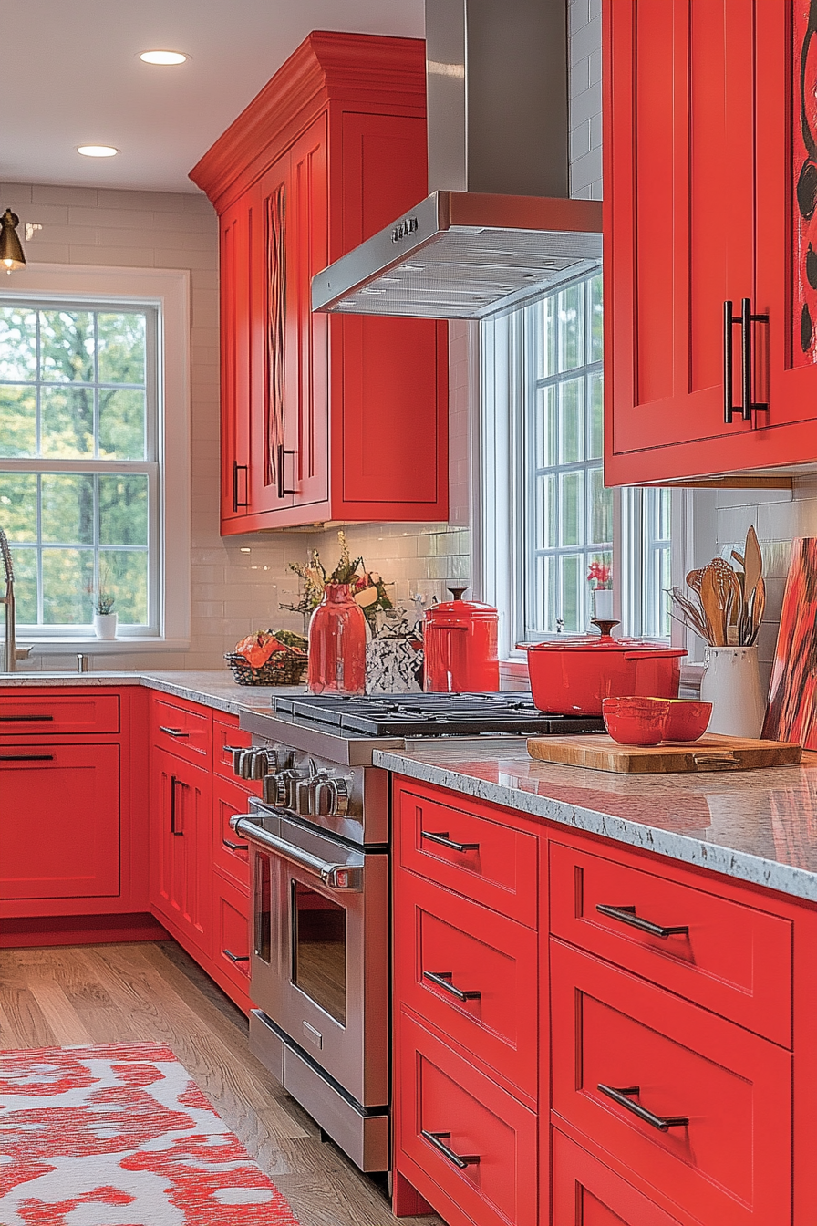 red kitchen cabinets