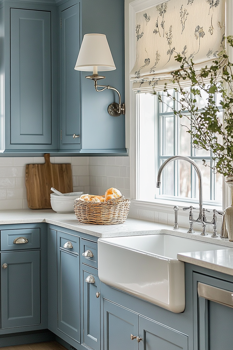 blue kitchen cabinets