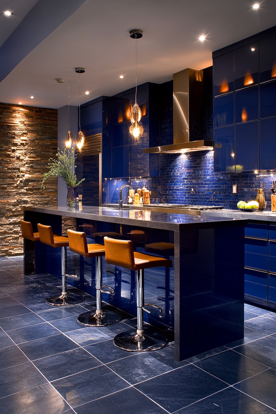 blue kitchen cabinets