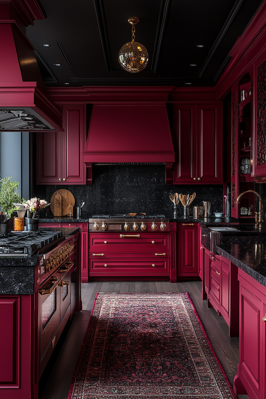 red kitchen cabinets