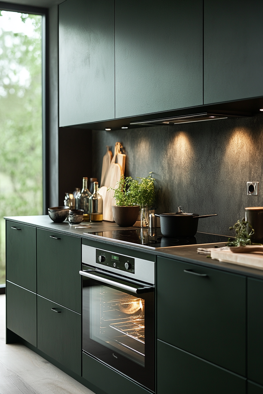 dark green kitchen cabinets