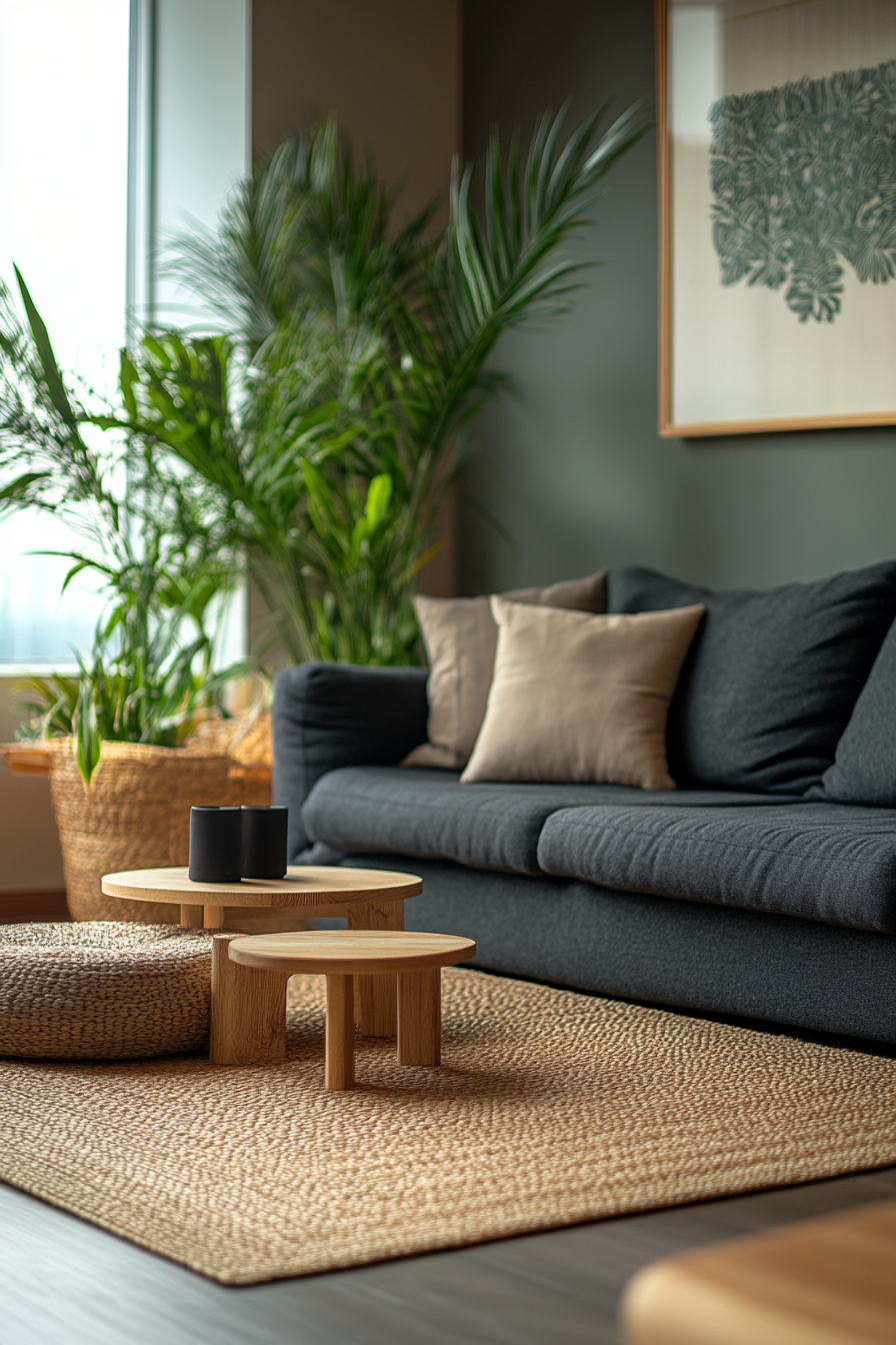 Dark grey sofa living room