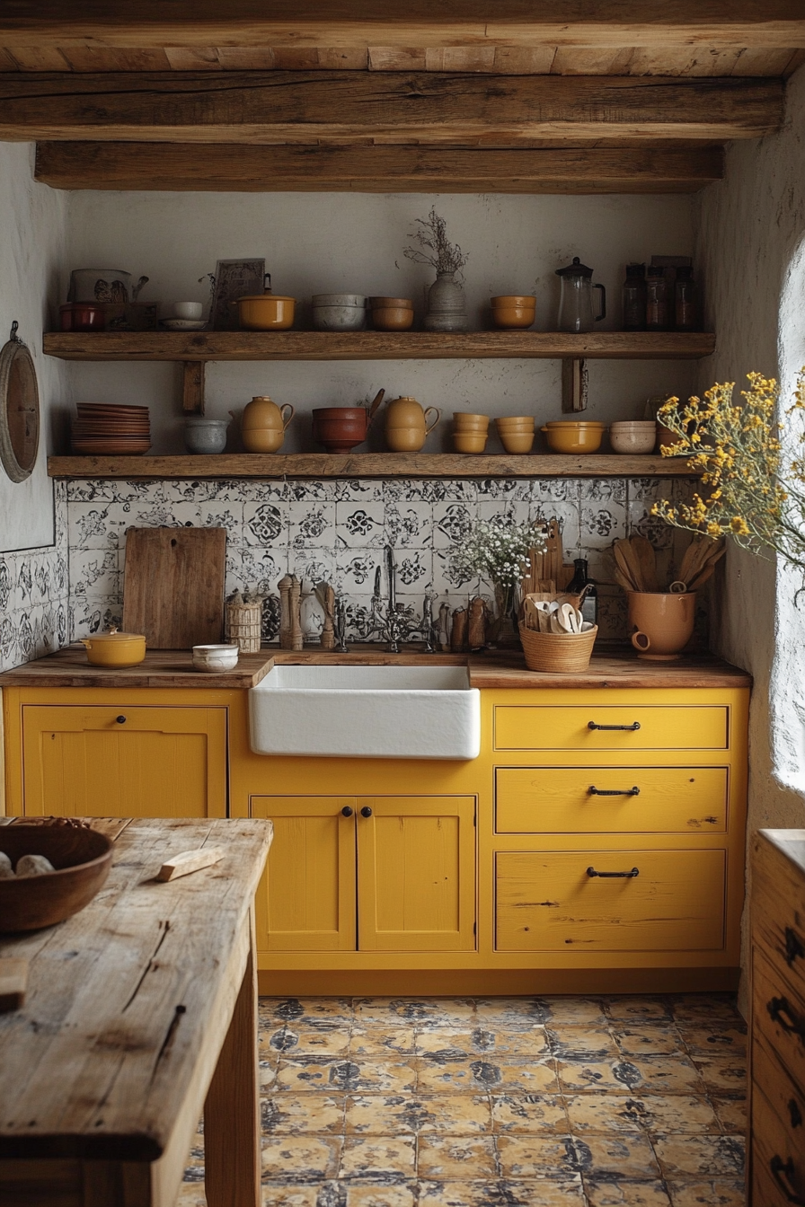 yellow kitchen cabinets