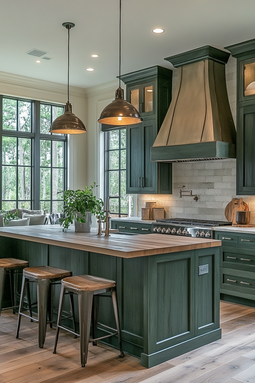 dark green kitchen cabinets