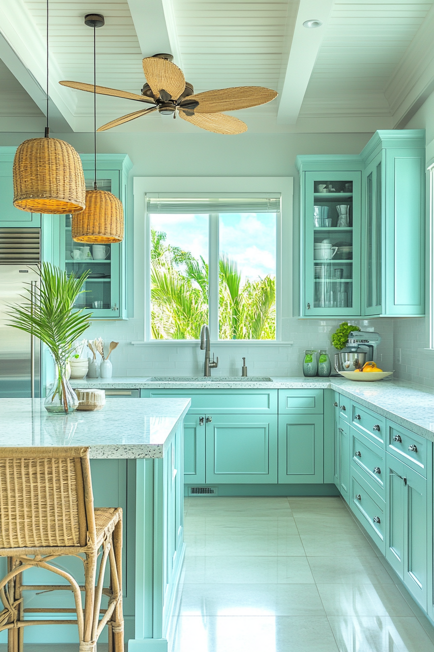 blue kitchen cabinets