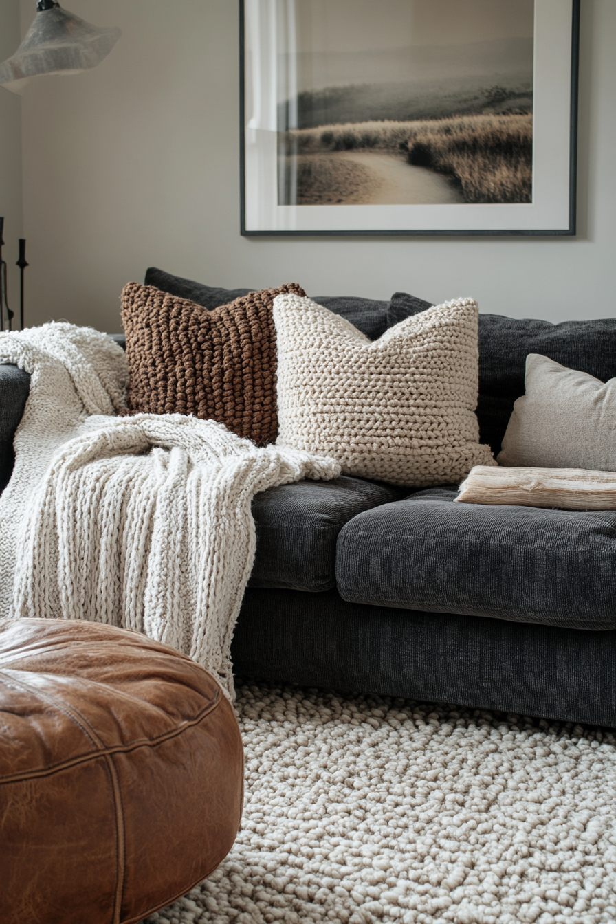 Dark grey sofa living room