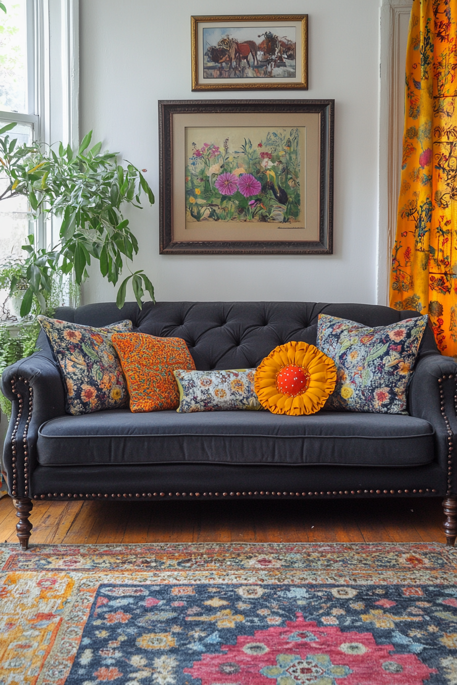 Dark grey sofa living room