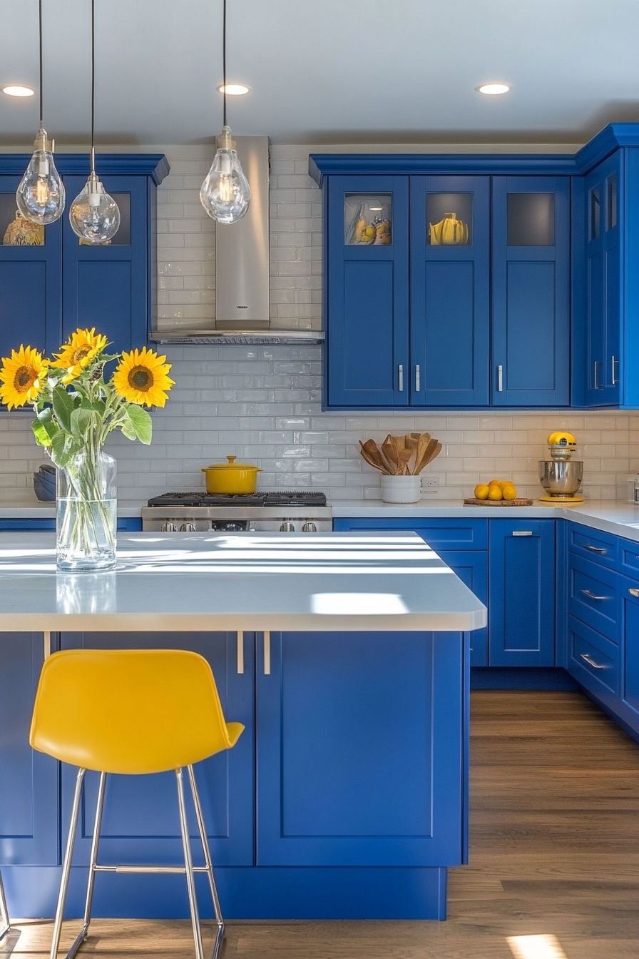 blue kitchen cabinets