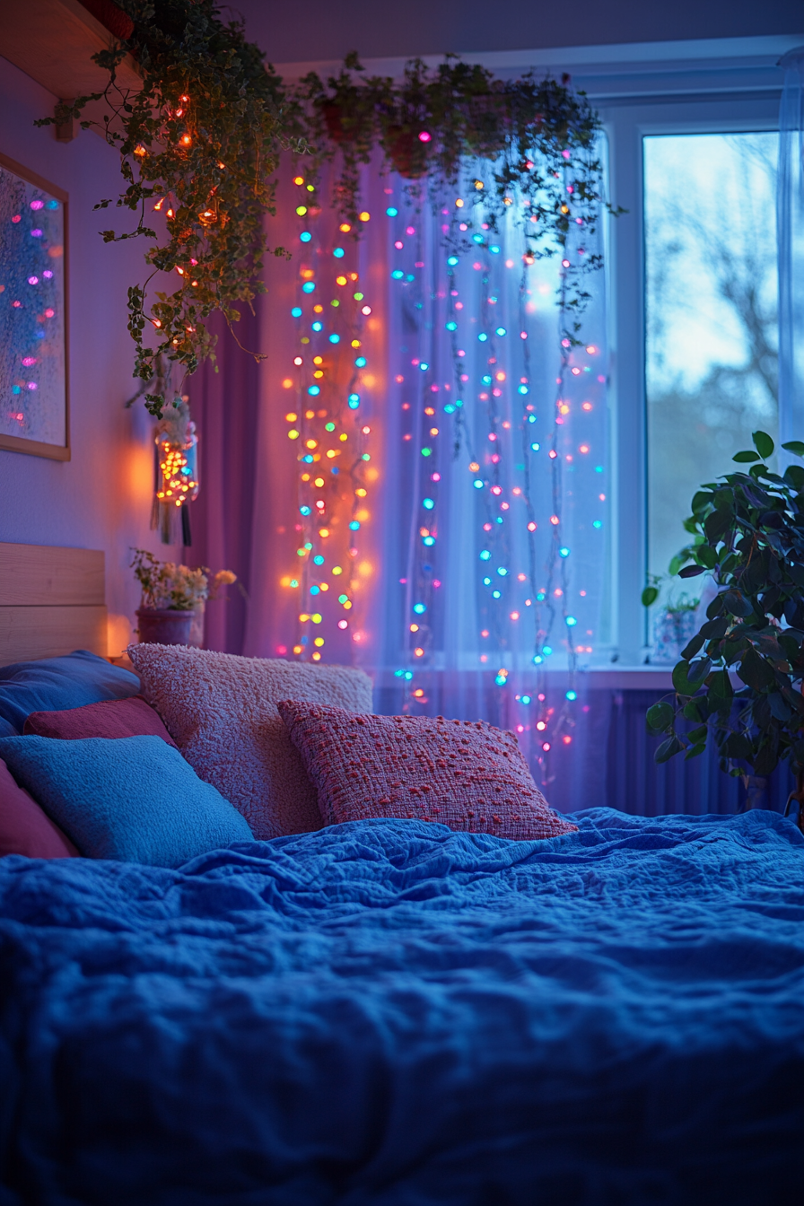 boho fairy lights bedroom ideas