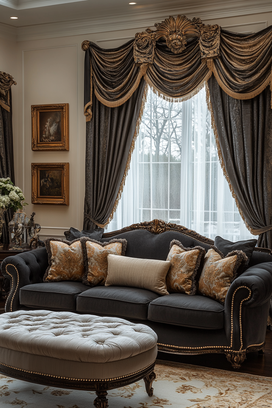 Dark grey sofa living room