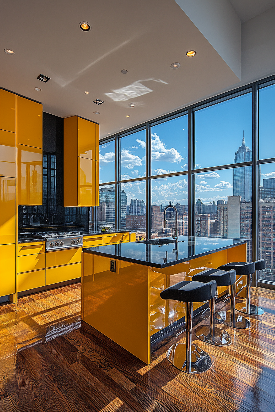 yellow kitchen cabinets