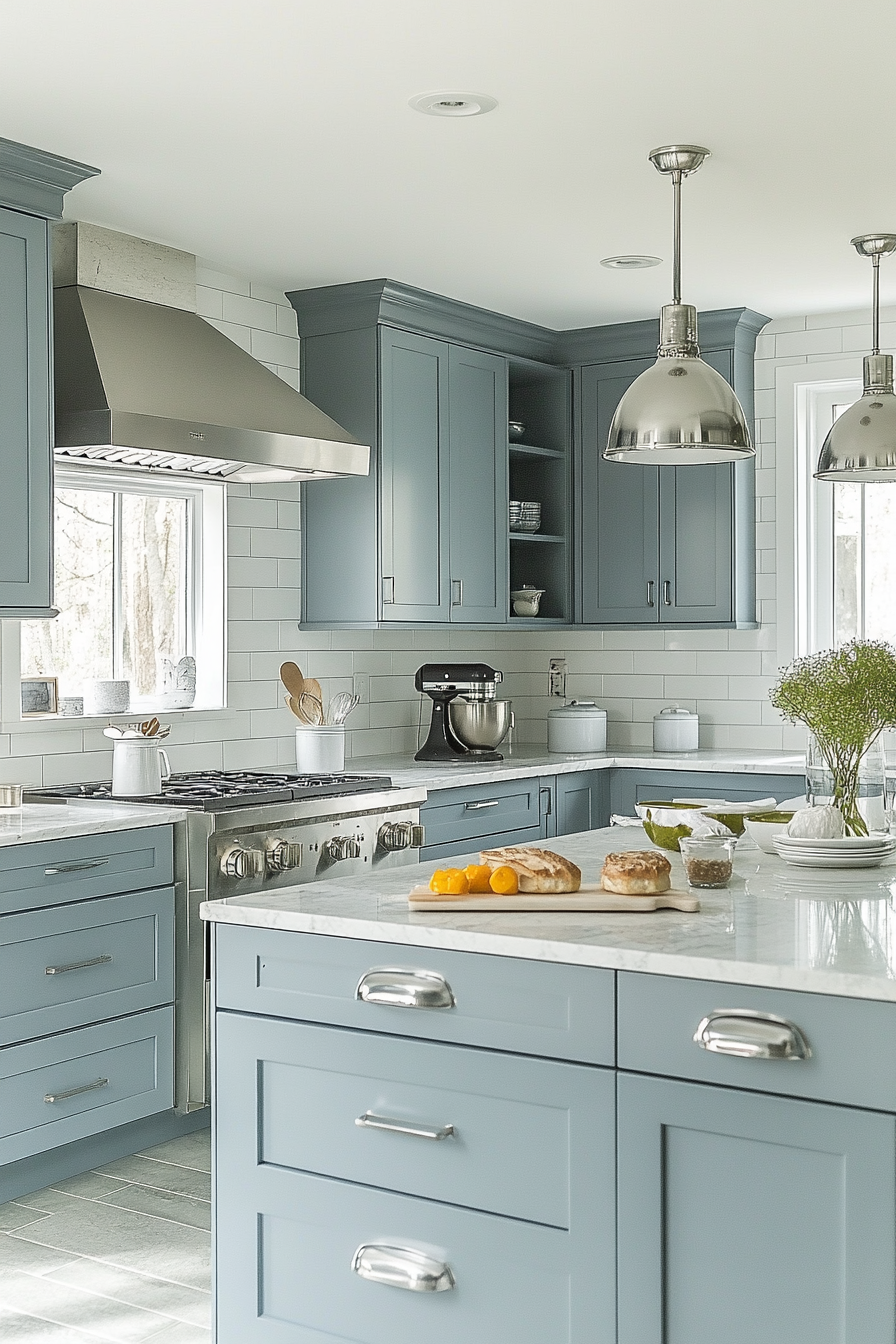 blue kitchen cabinets