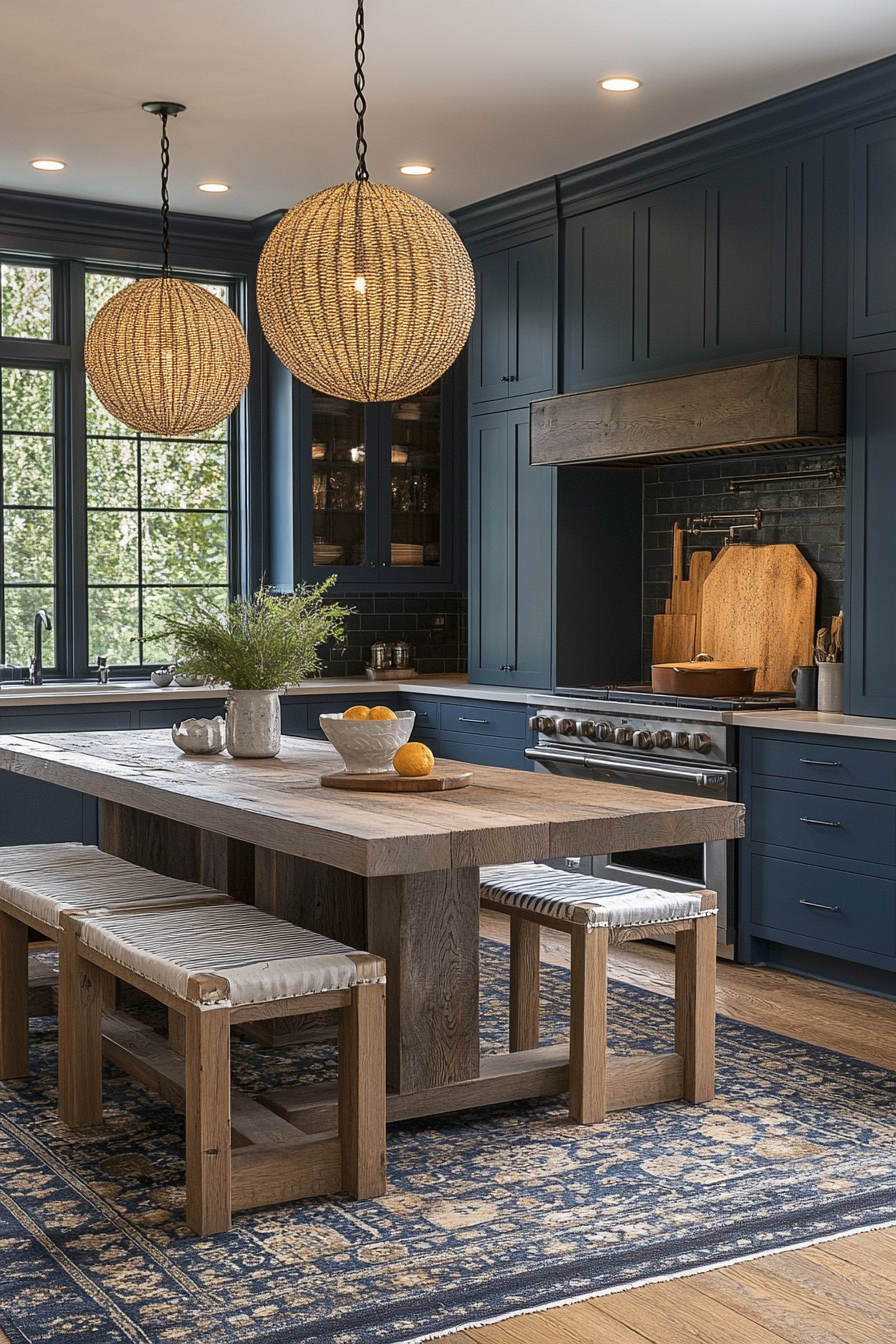 blue kitchen cabinets