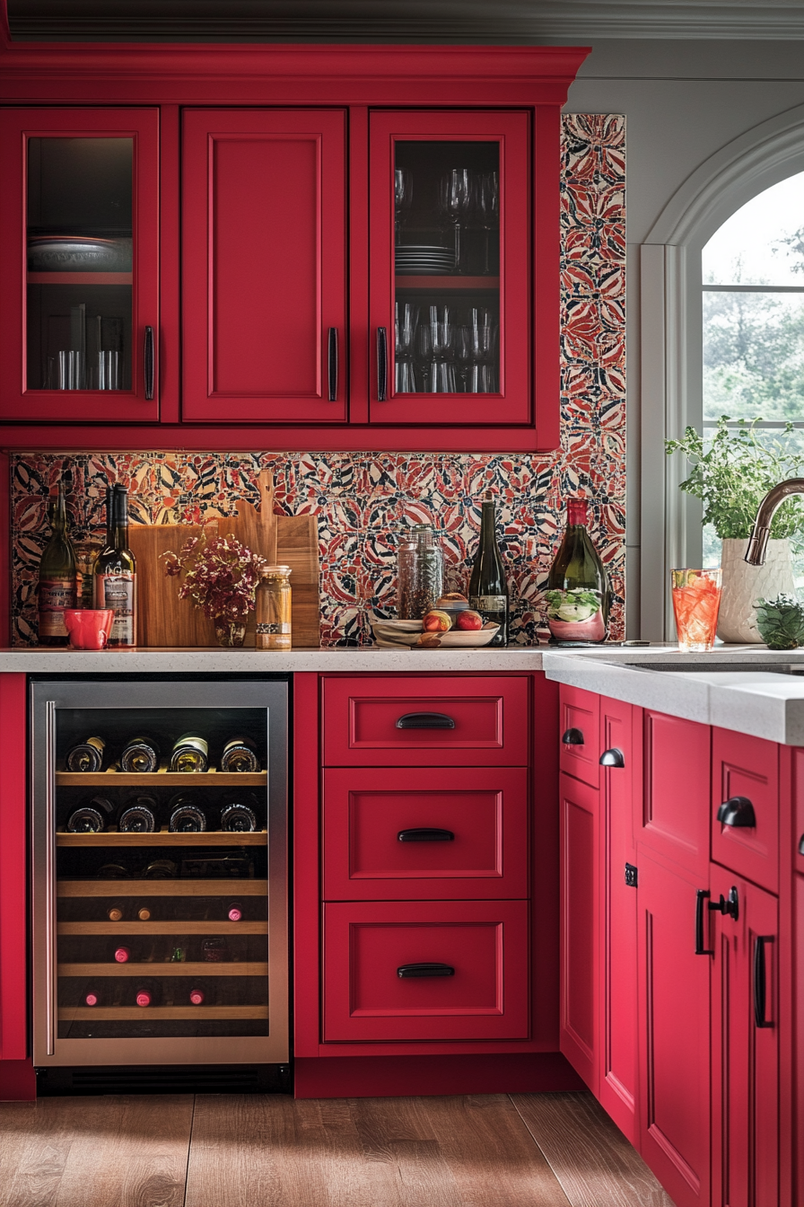 red kitchen cabinets