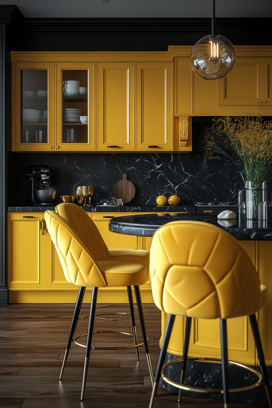 yellow kitchen cabinets