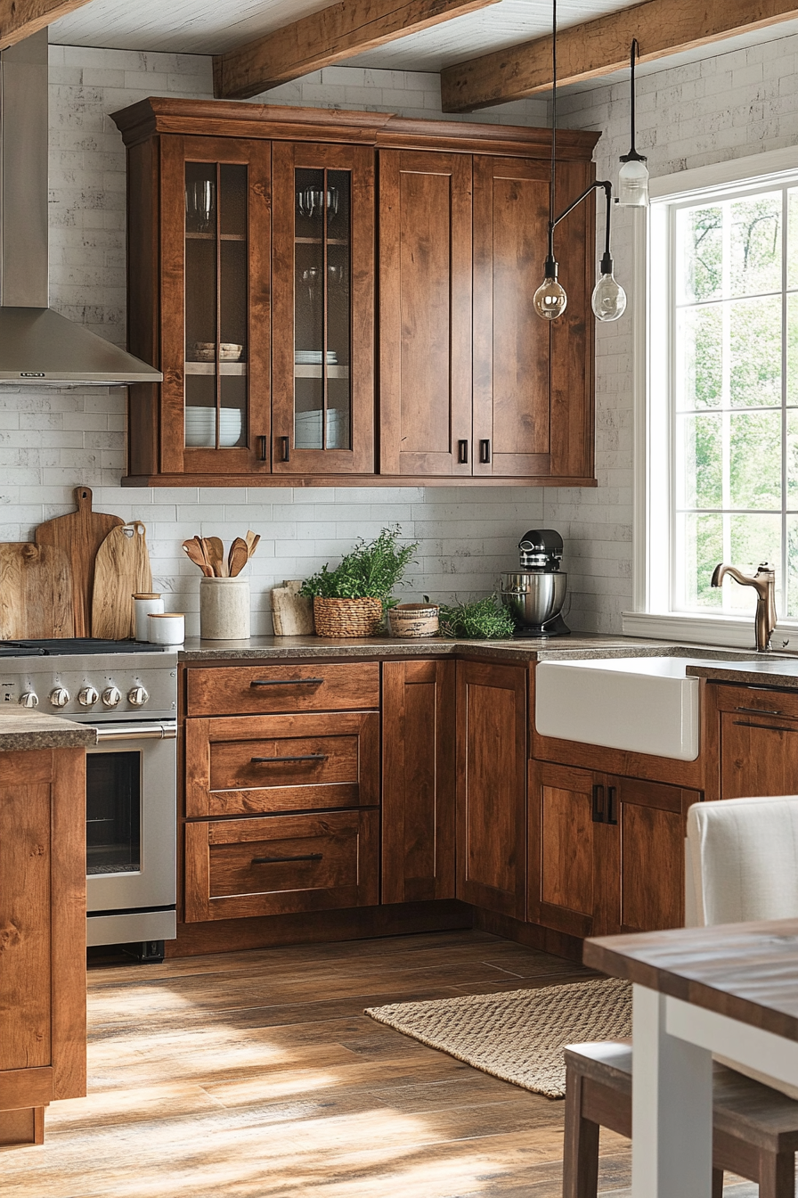 brown kitchen cabinets