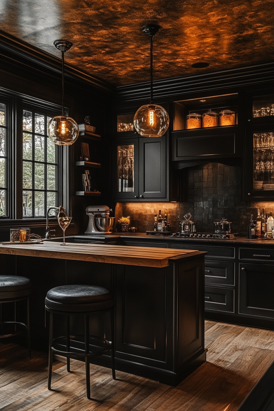 black kitchen cabinets