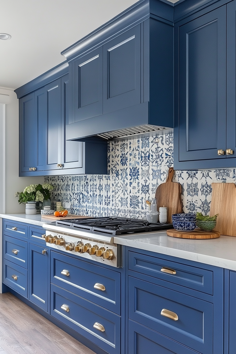 blue kitchen cabinets