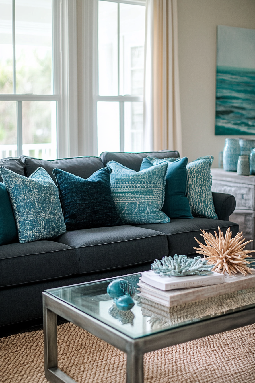 Dark grey sofa living room