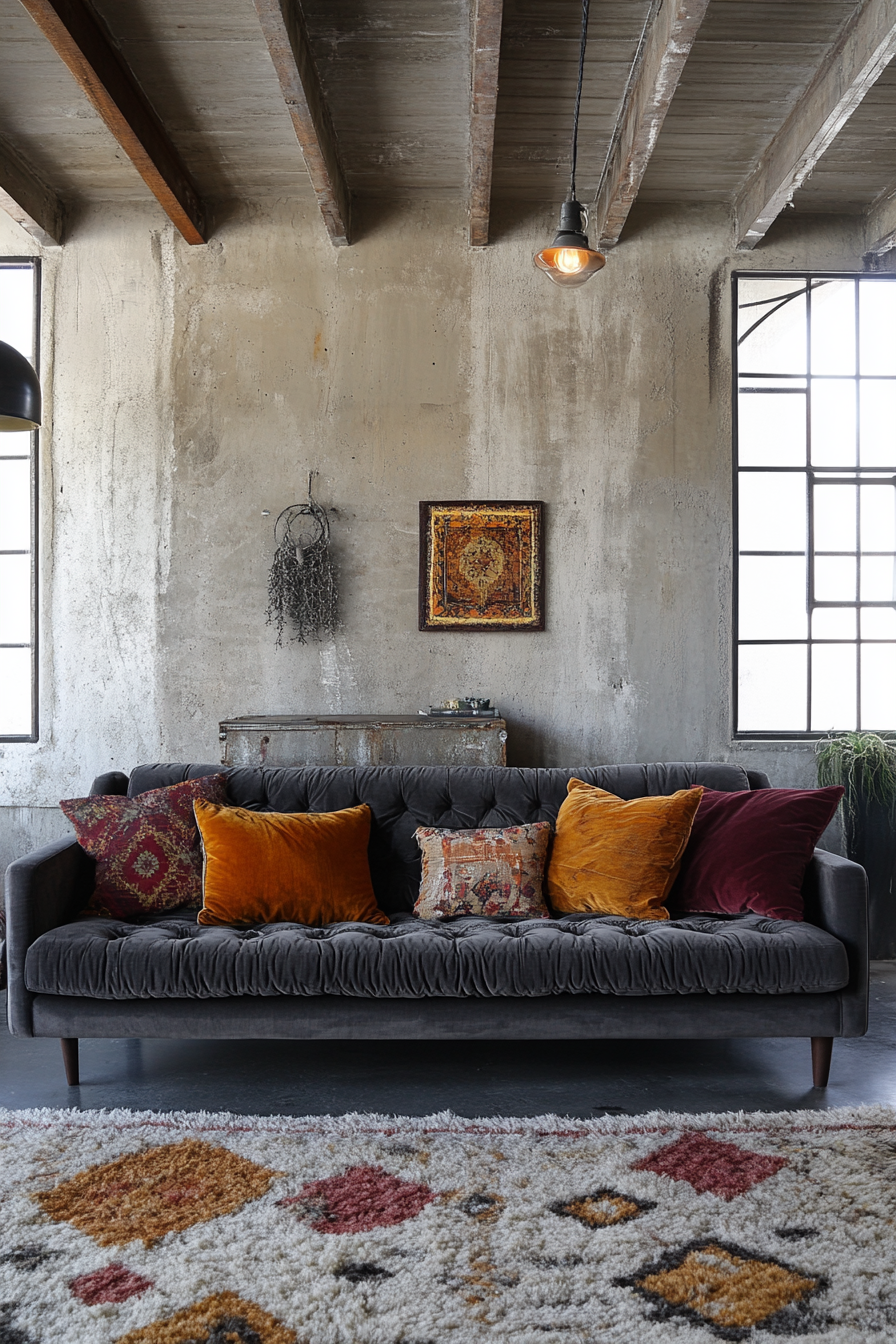 Dark grey sofa living room