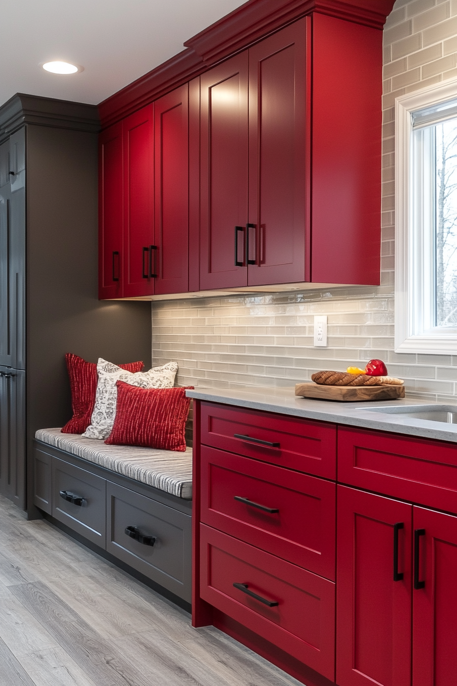 red kitchen cabinets