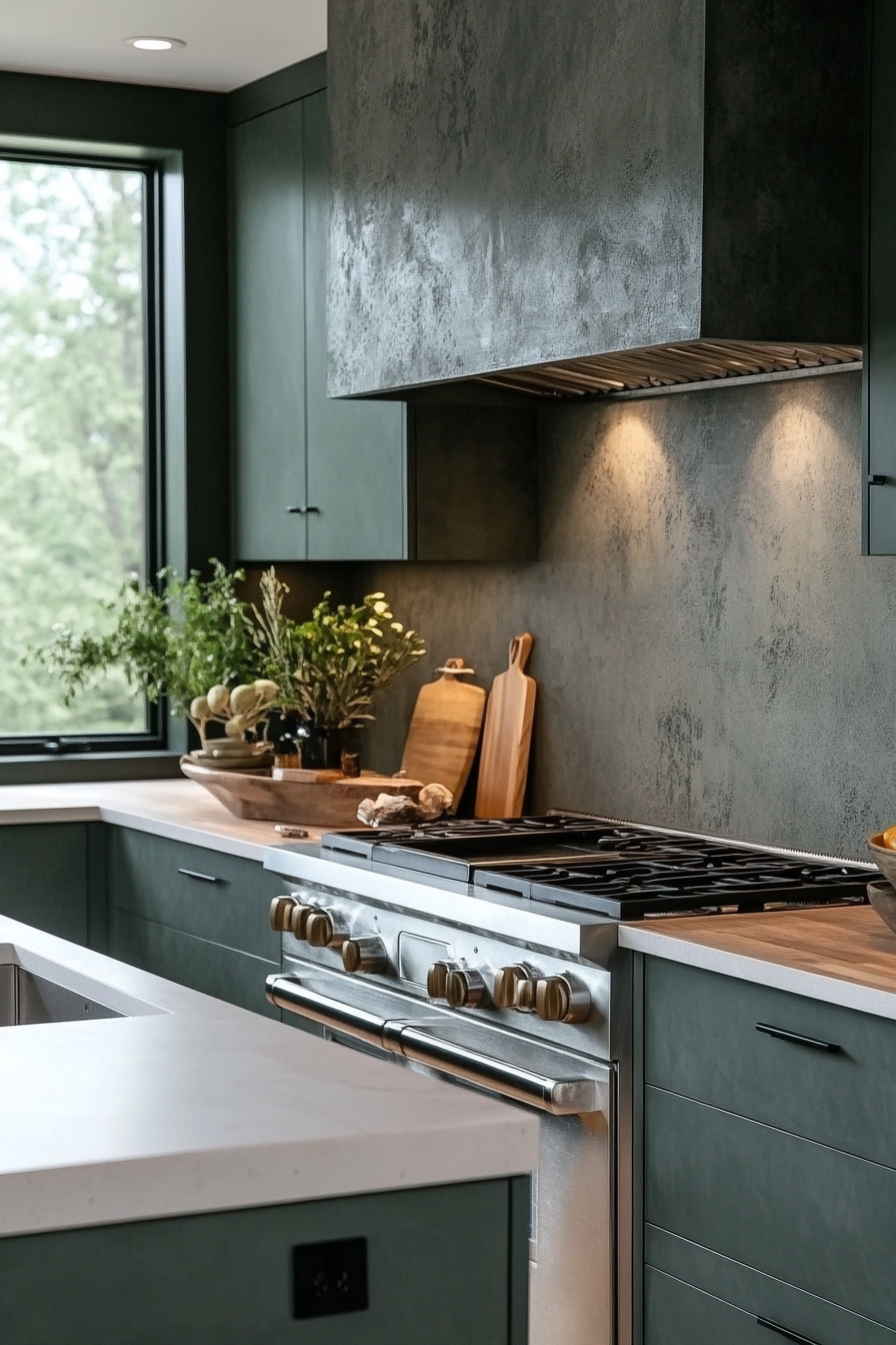 dark green kitchen cabinets