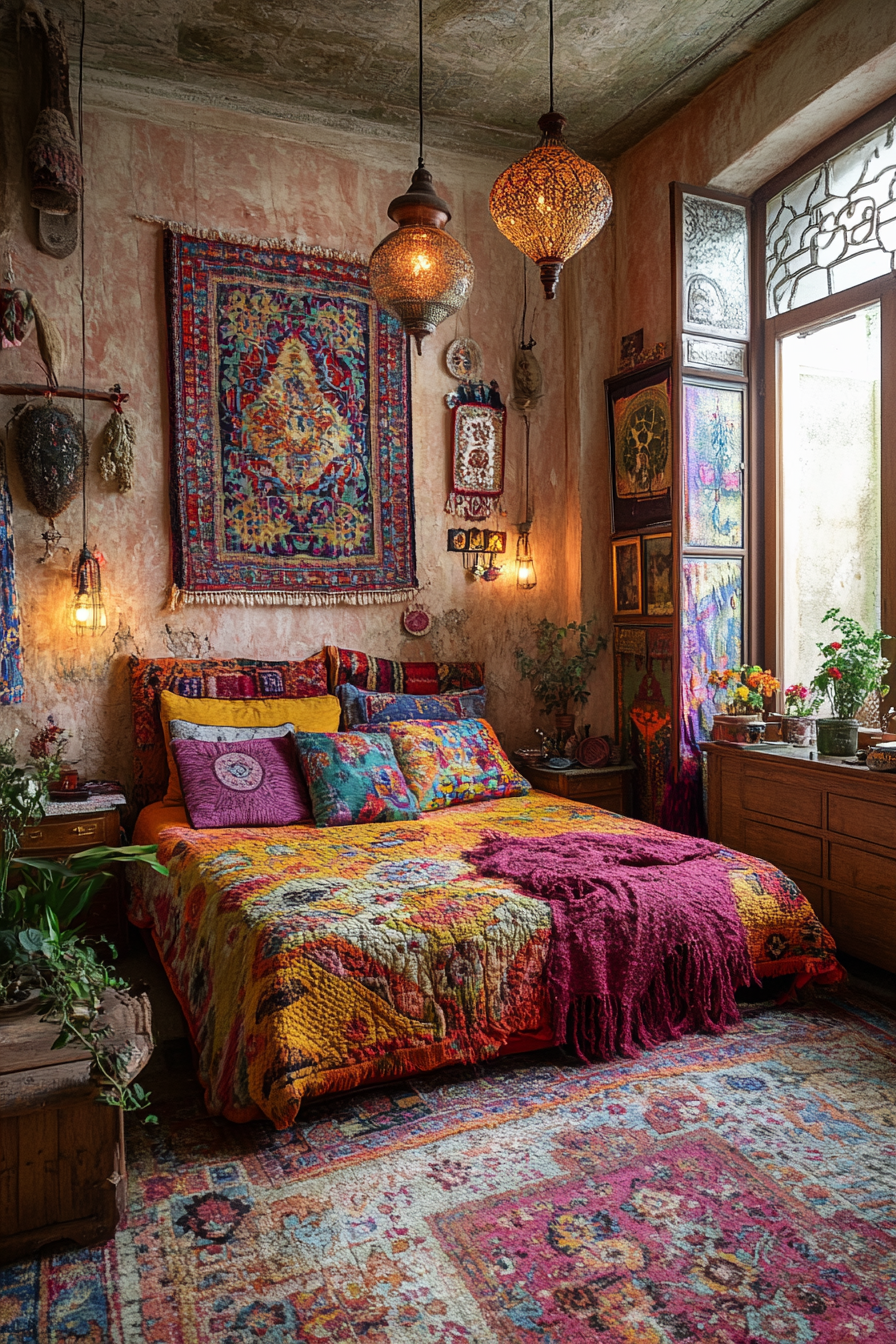 boho fairy lights bedroom ideas