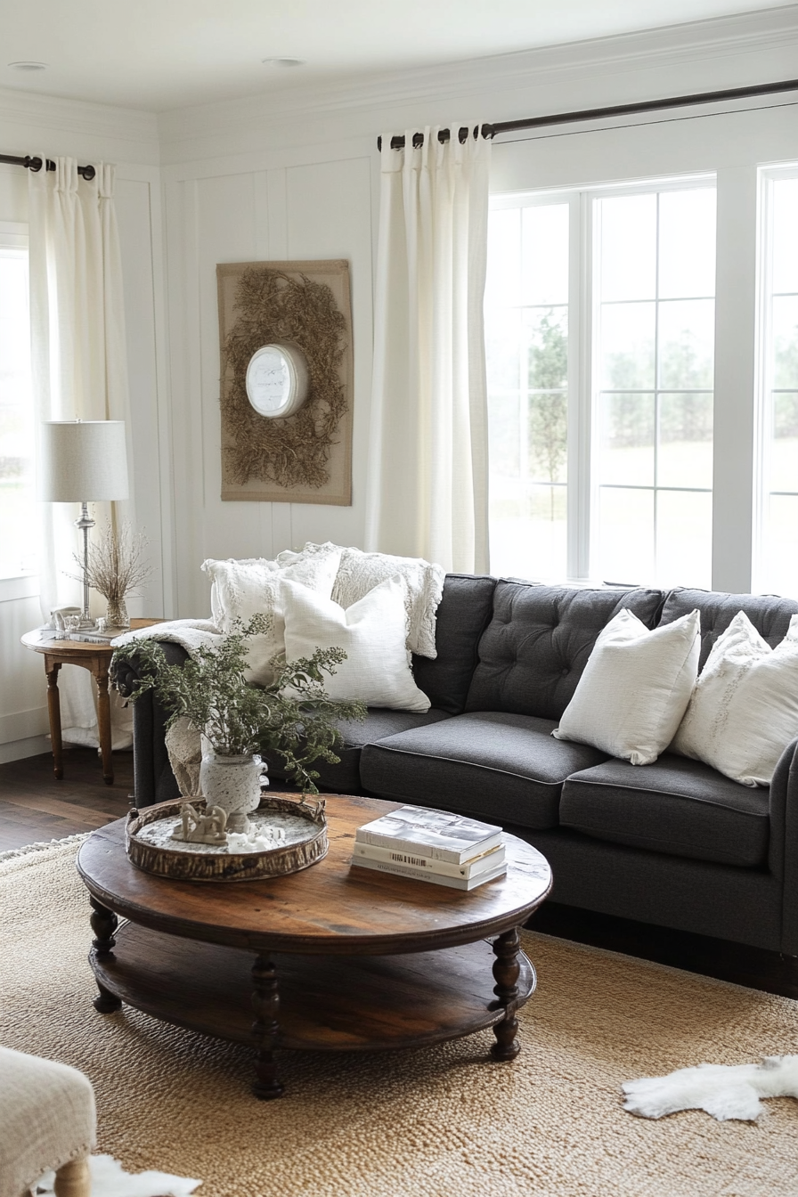 Dark grey sofa living room