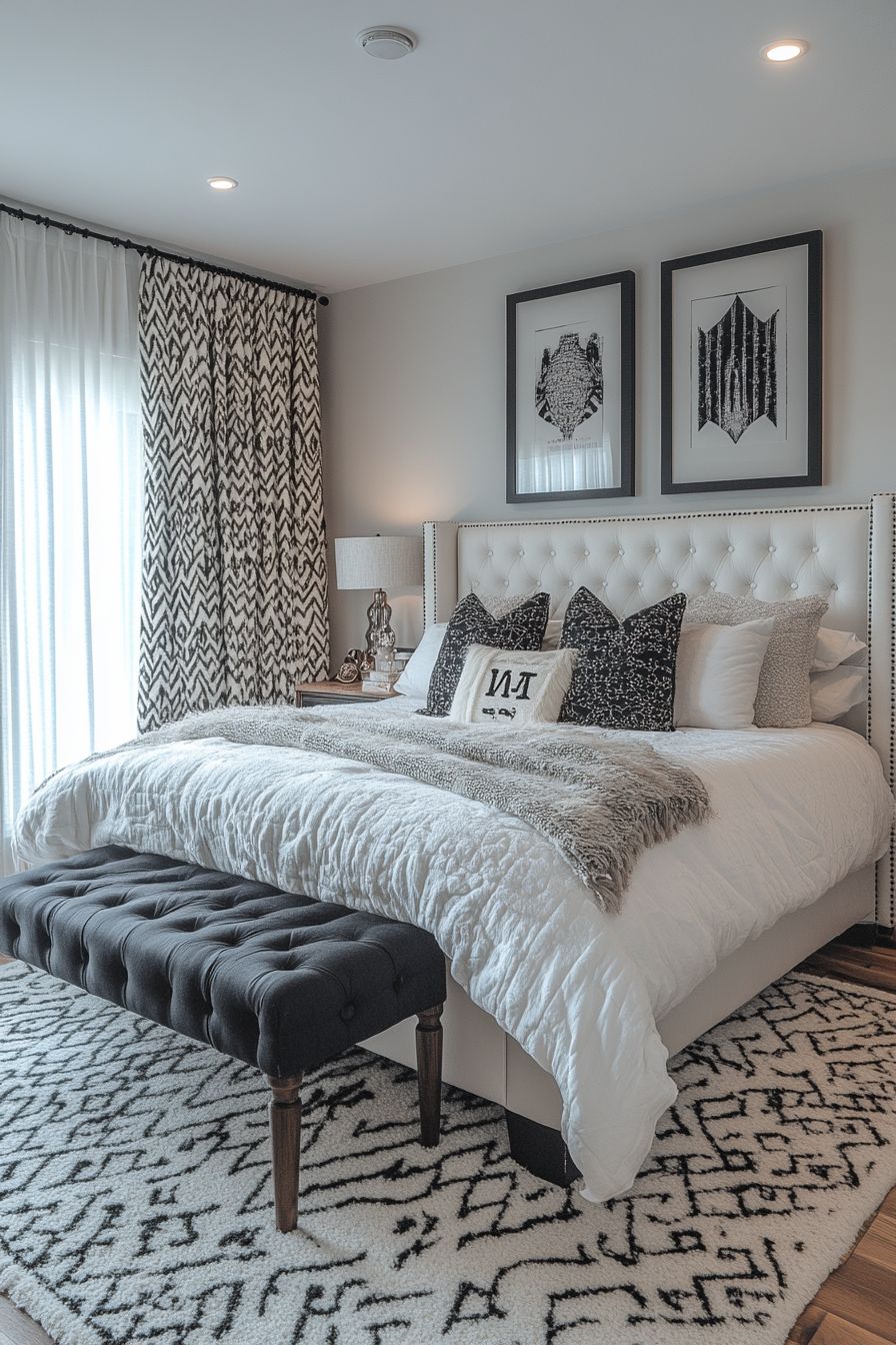 Monochrome Boho Bedroom