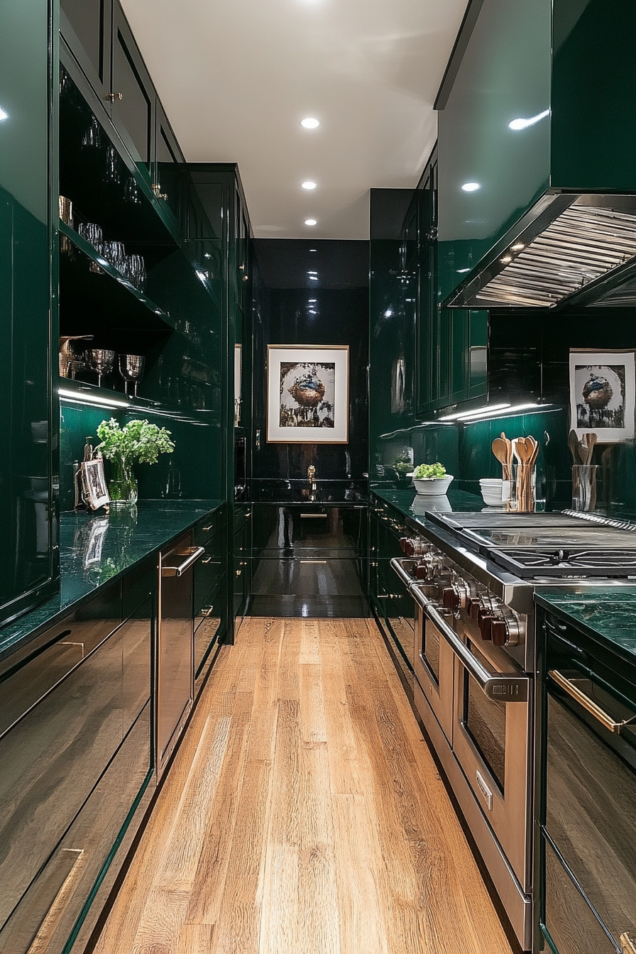 dark green kitchen cabinets