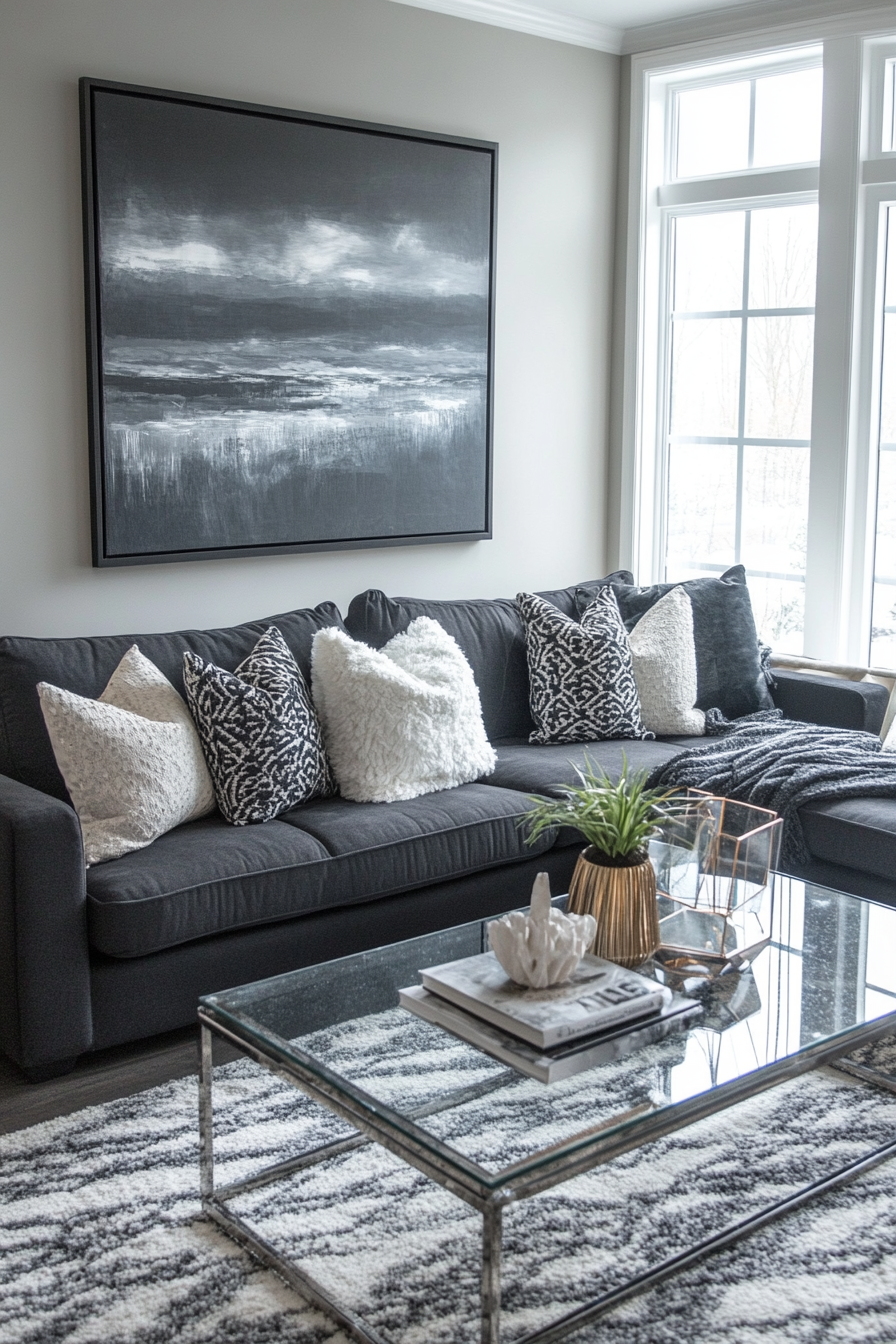 Dark grey sofa living room