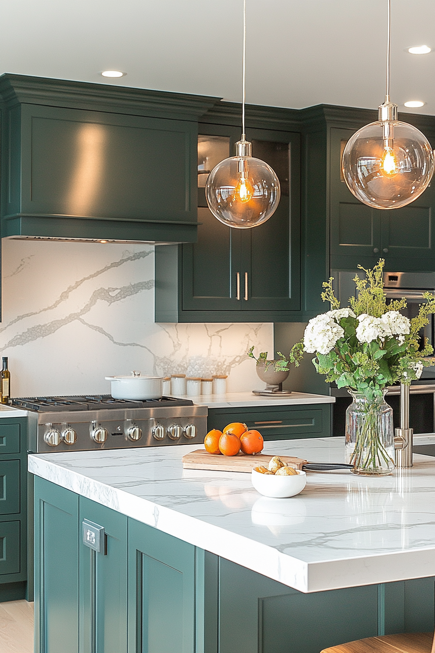 dark green kitchen cabinets