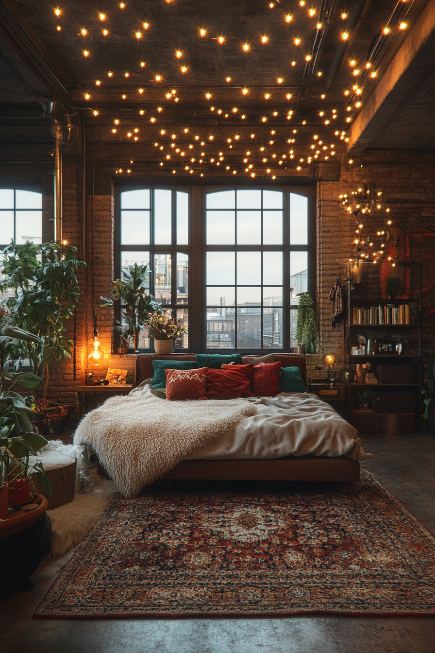 boho fairy lights bedroom ideas